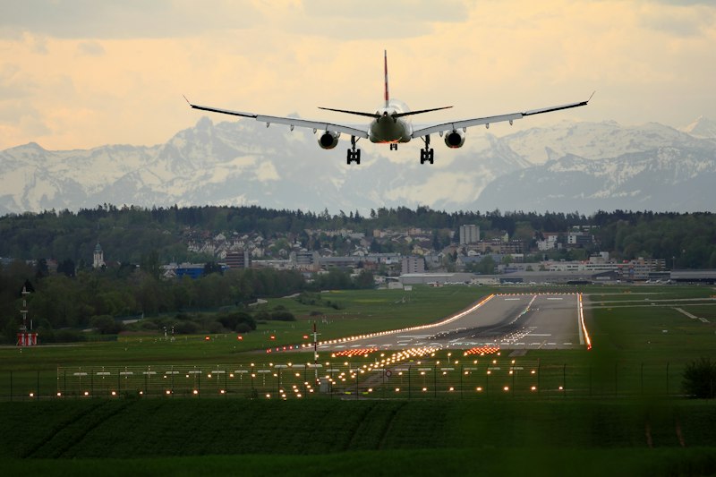 London Heathrow Airport runway at night
